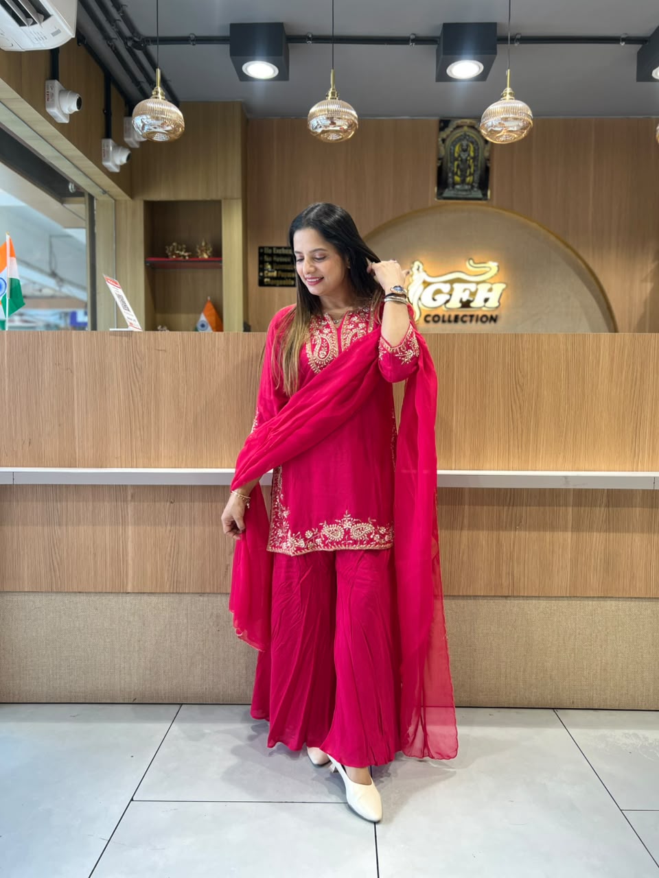 Pure Dola Silk Rani Pink 3pc Set