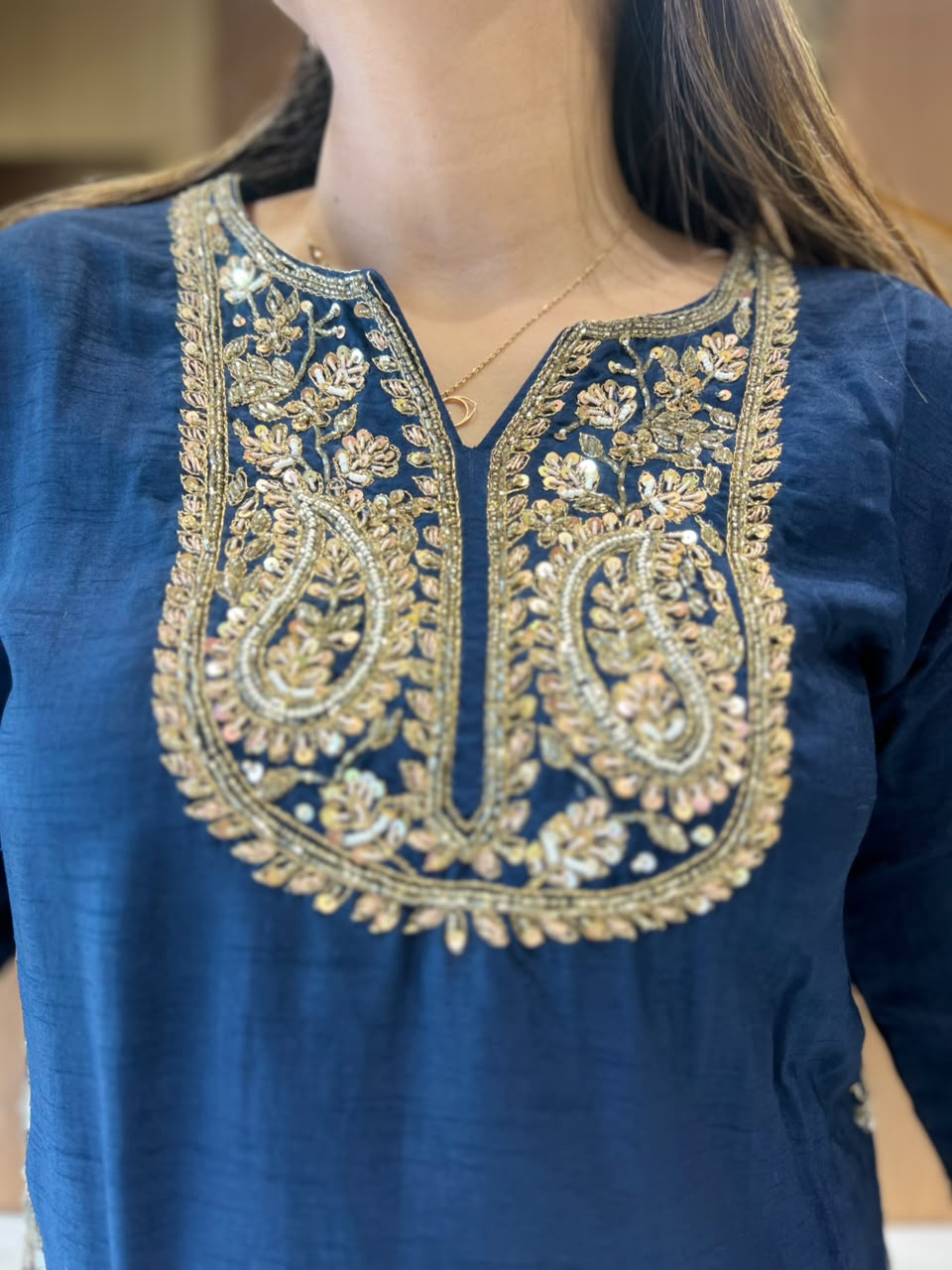 Pure Dola Silk Navy Blue 3pc Set