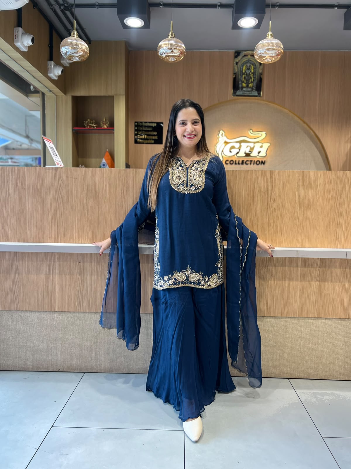 Pure Dola Silk Navy Blue 3pc Set