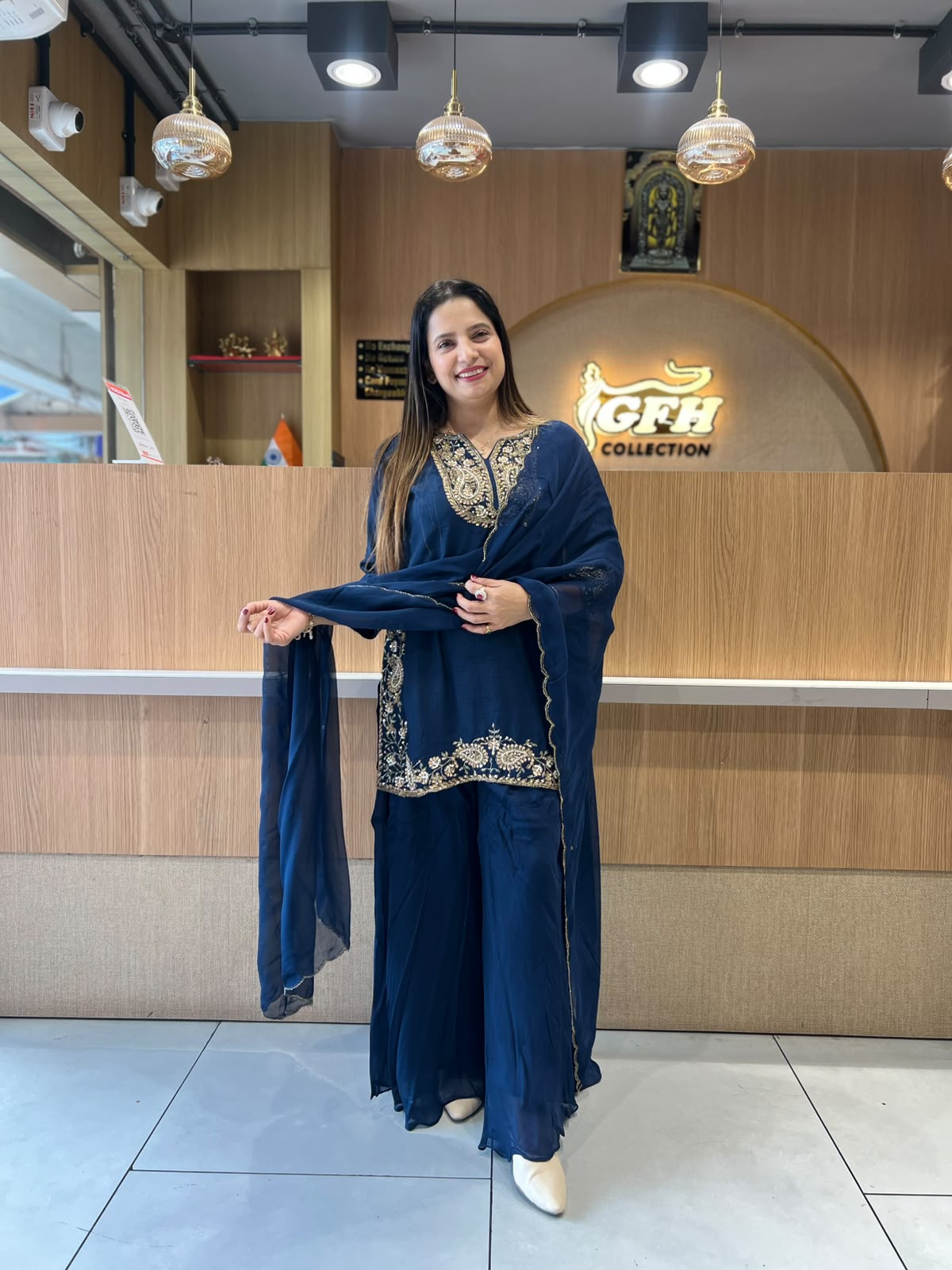 Pure Dola Silk Navy Blue 3pc Set