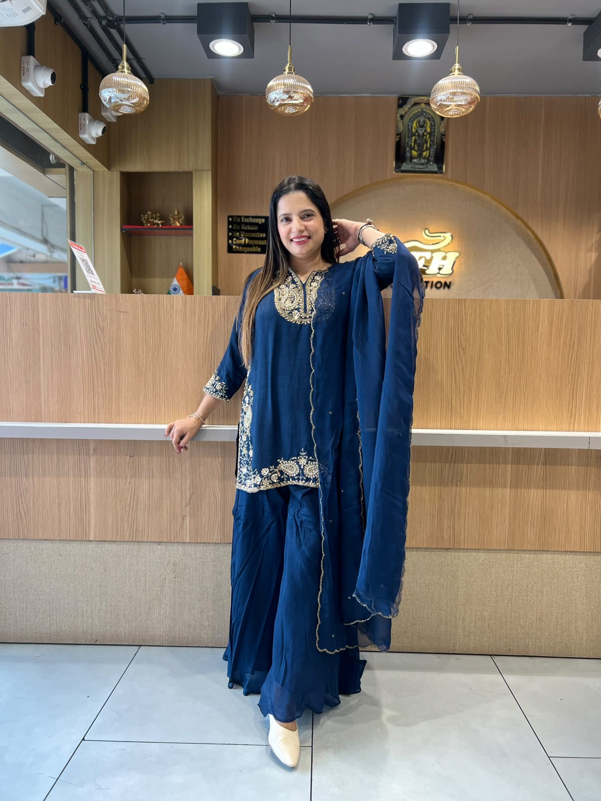 Pure Dola Silk Navy Blue 3pc Set