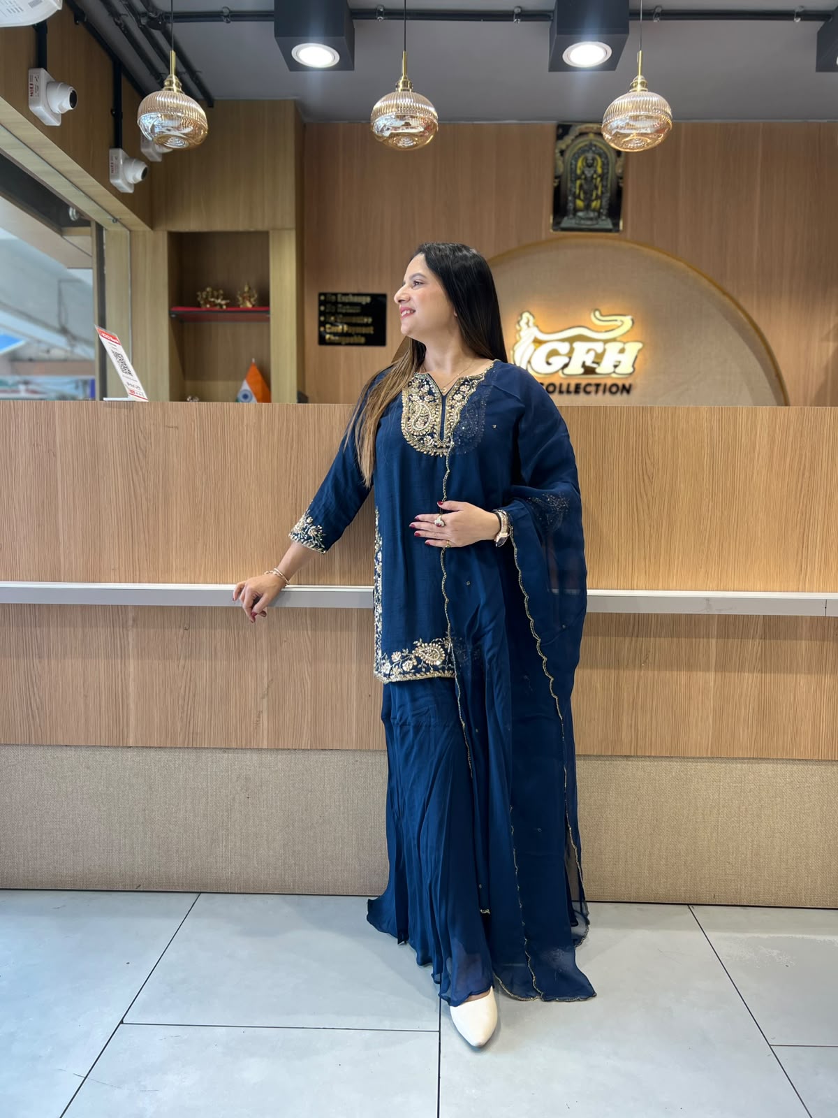 Pure Dola Silk Navy Blue 3pc Set