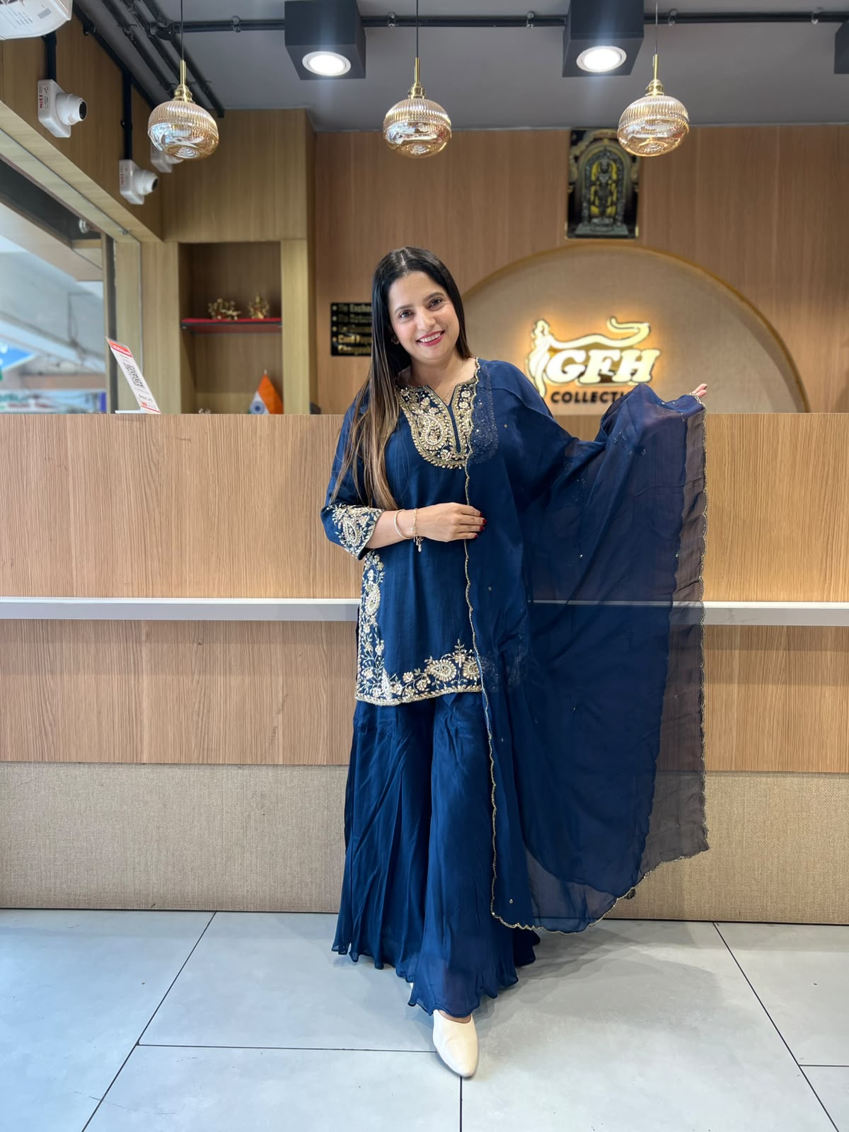 Pure Dola Silk Navy Blue 3pc Set