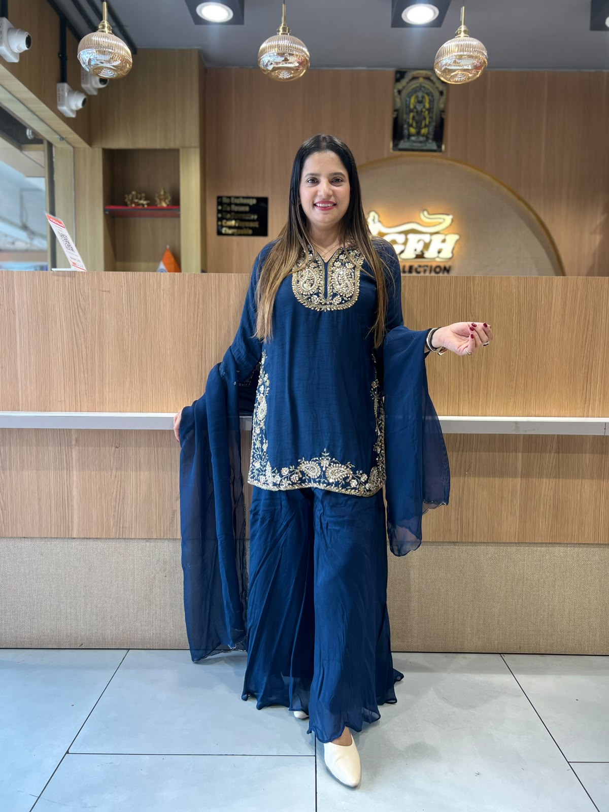 Pure Dola Silk Navy Blue 3pc Set