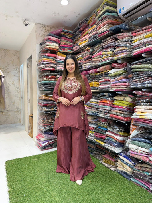 Pure Crep Brown Indowestern 2pc ( Dispatch By 25th october)