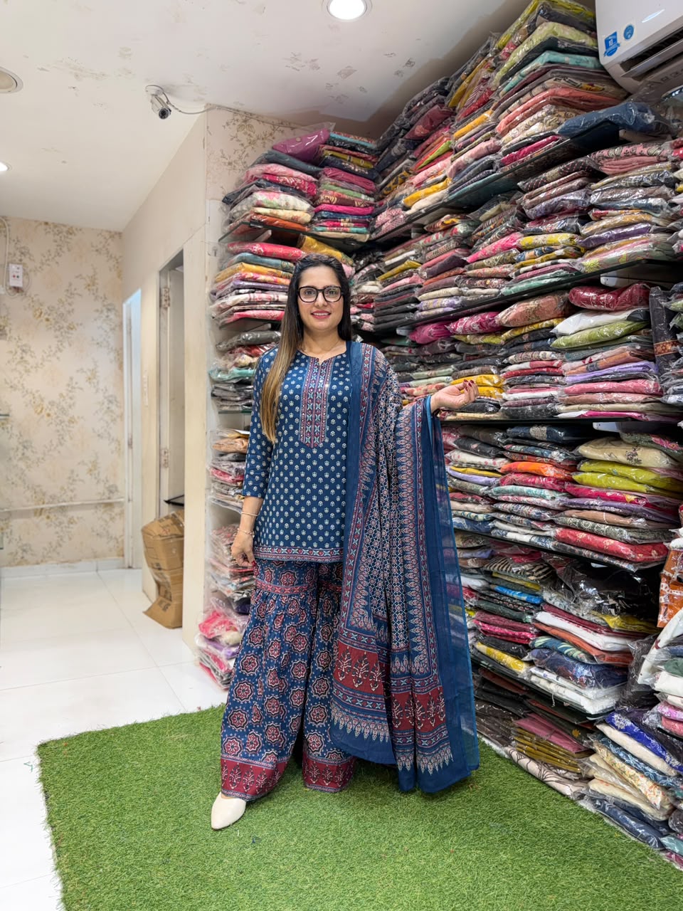 Pure Cotton Sharara Blue 3pc Set ( Dispatch by 22nd October)