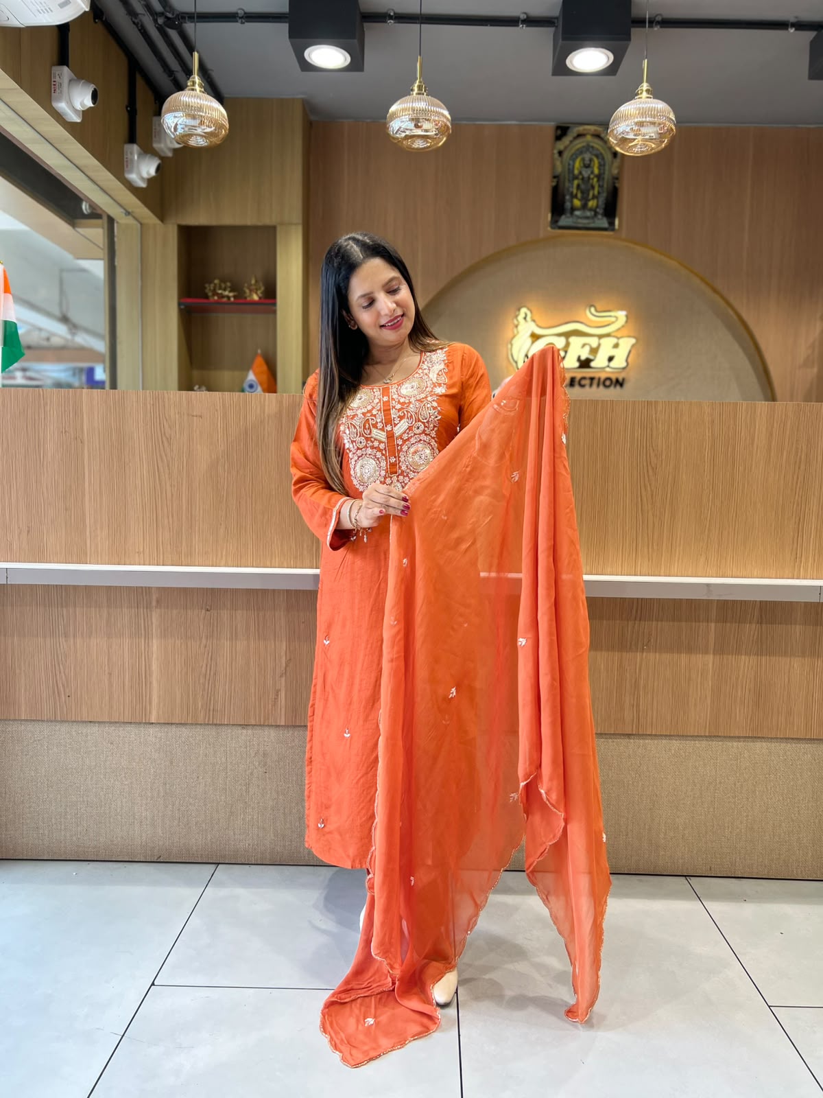 Pure Dola Silk Orange 3pc Set