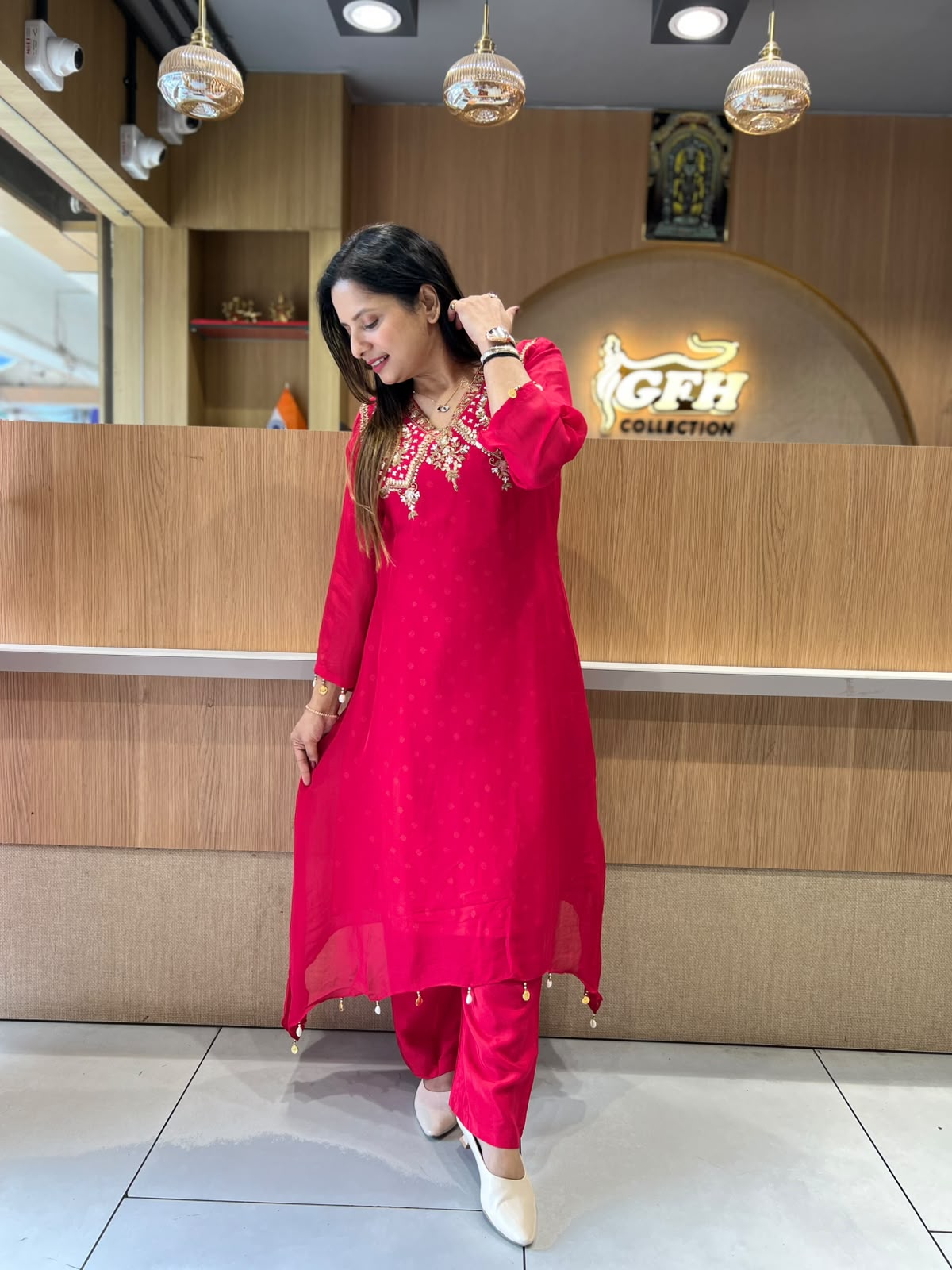 Pure Viscoce Organza Red 3pc Set