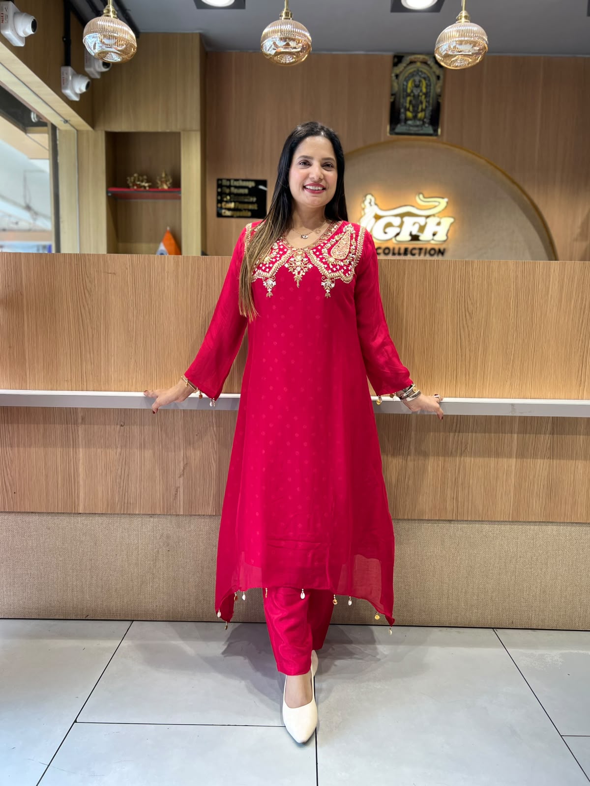 Pure Viscoce Organza Red 3pc Set