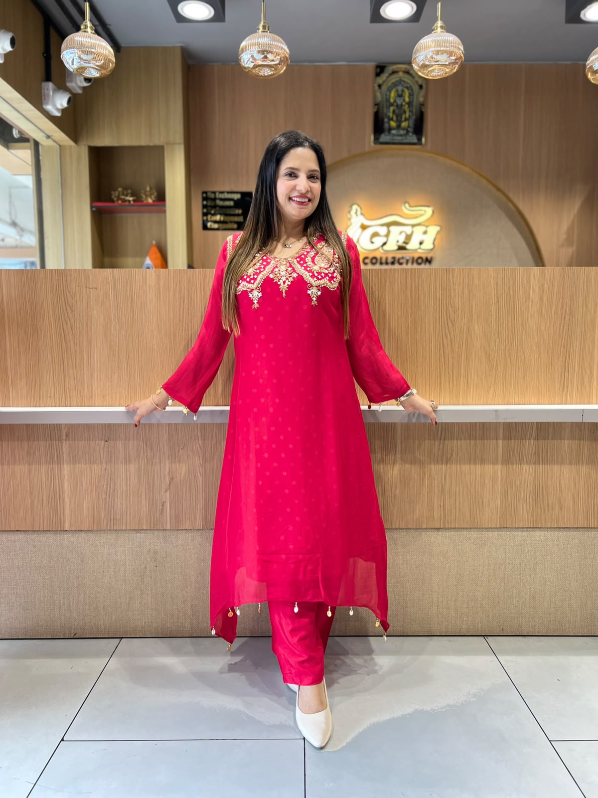 Pure Viscoce Organza Red 3pc Set
