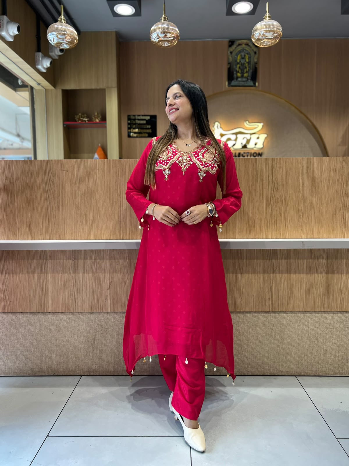 Pure Viscoce Organza Red 3pc Set