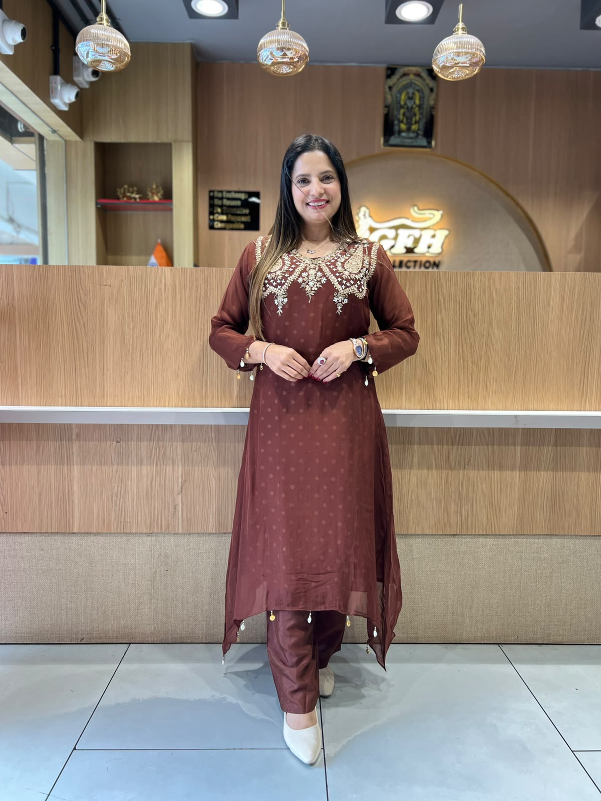 Pure Viscoce Organza Brown 3pc Set