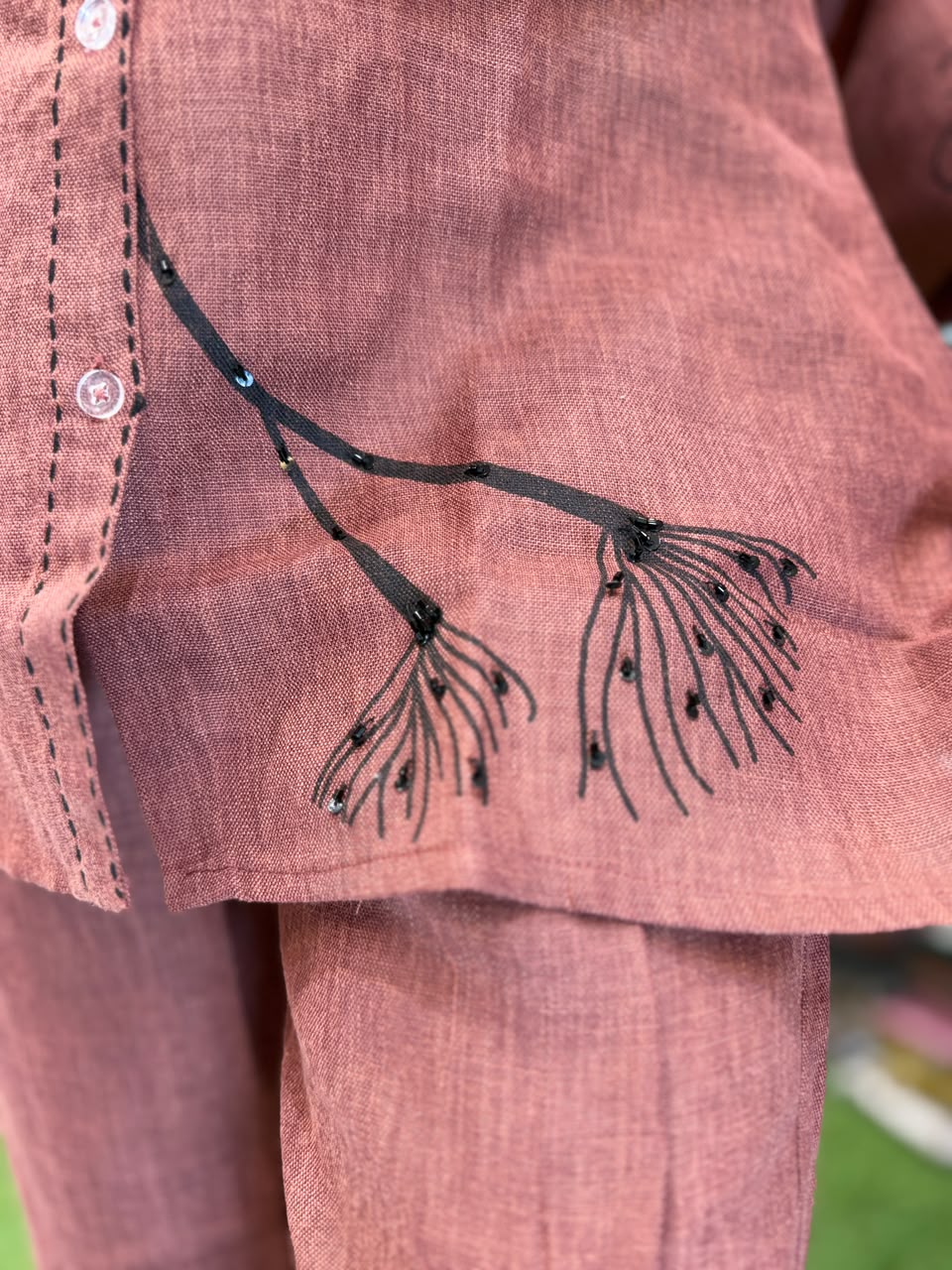 Handloom Cotton Cordset (Plumb color)