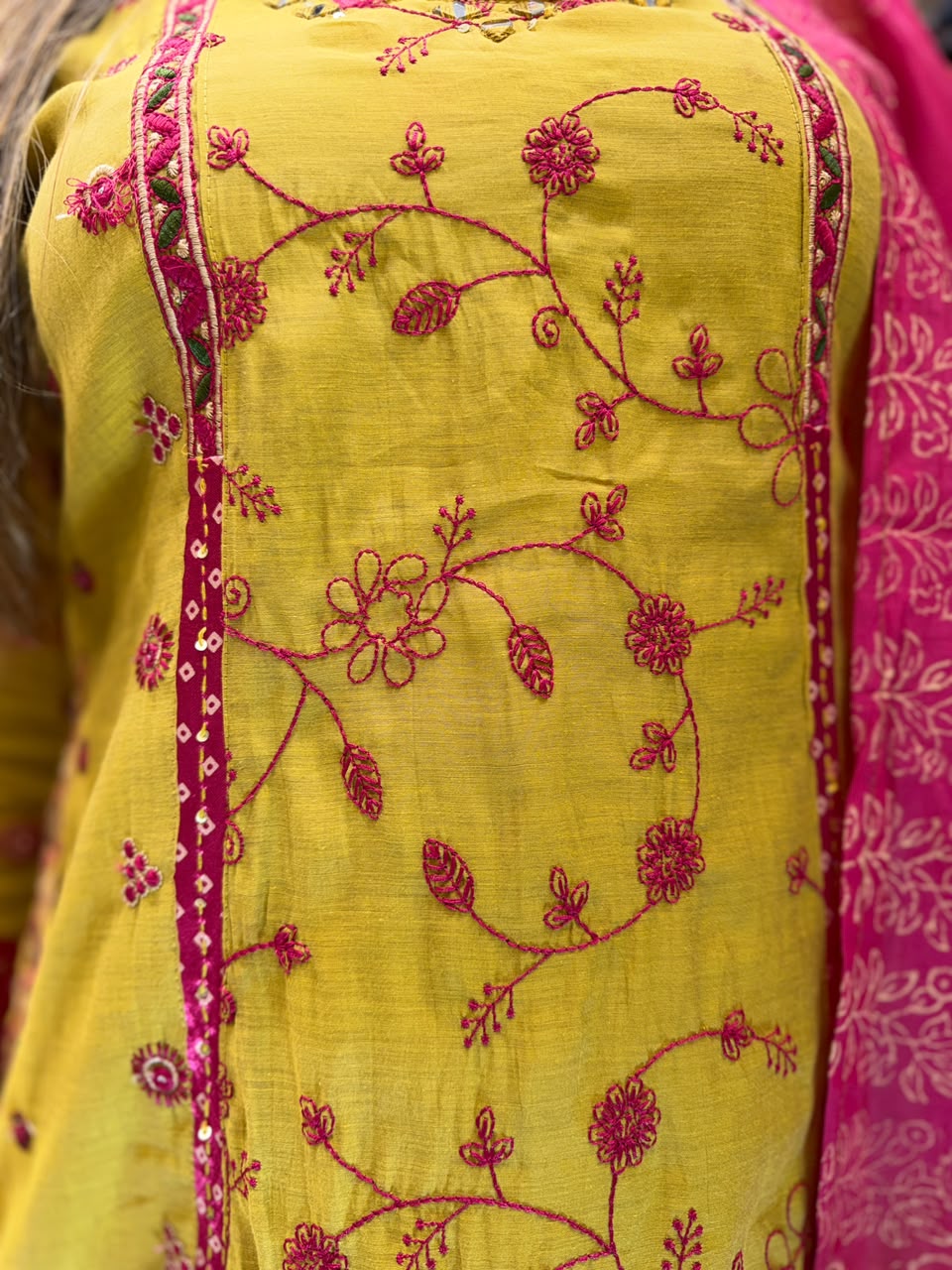 Mull Chanderi Yellow 3pc Set