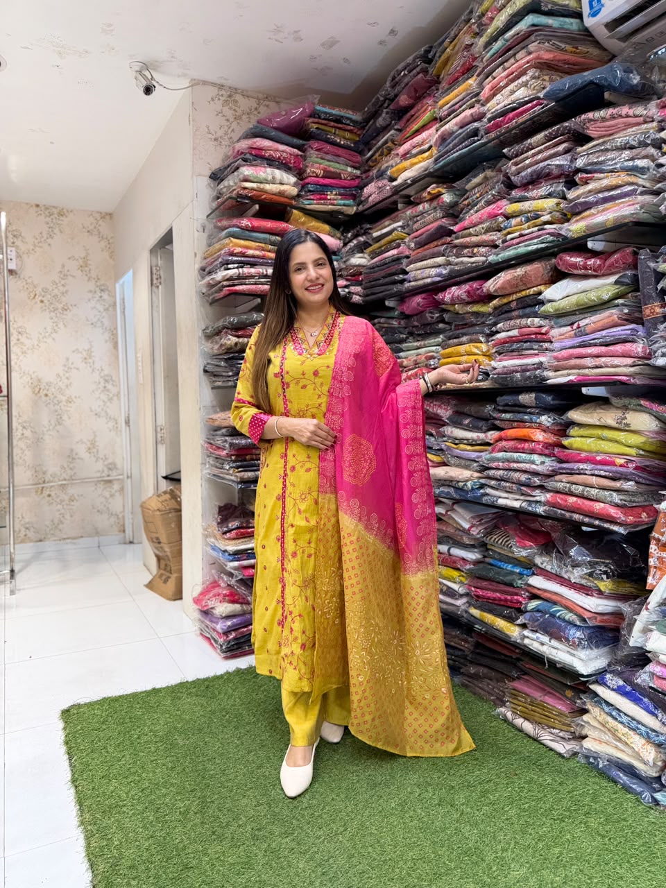 Mull Chanderi Yellow 3pc Set