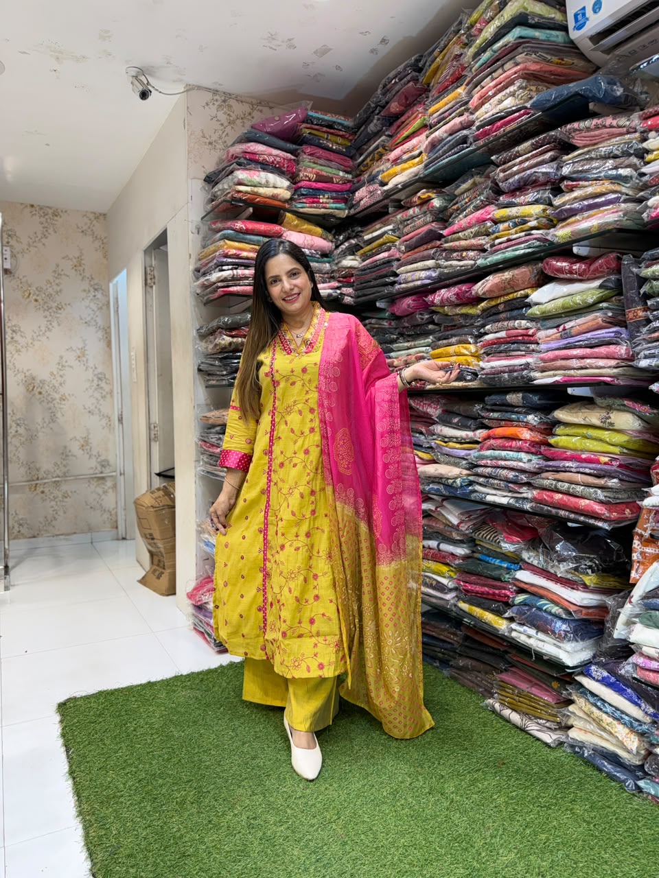 Mull Chanderi Yellow 3pc Set