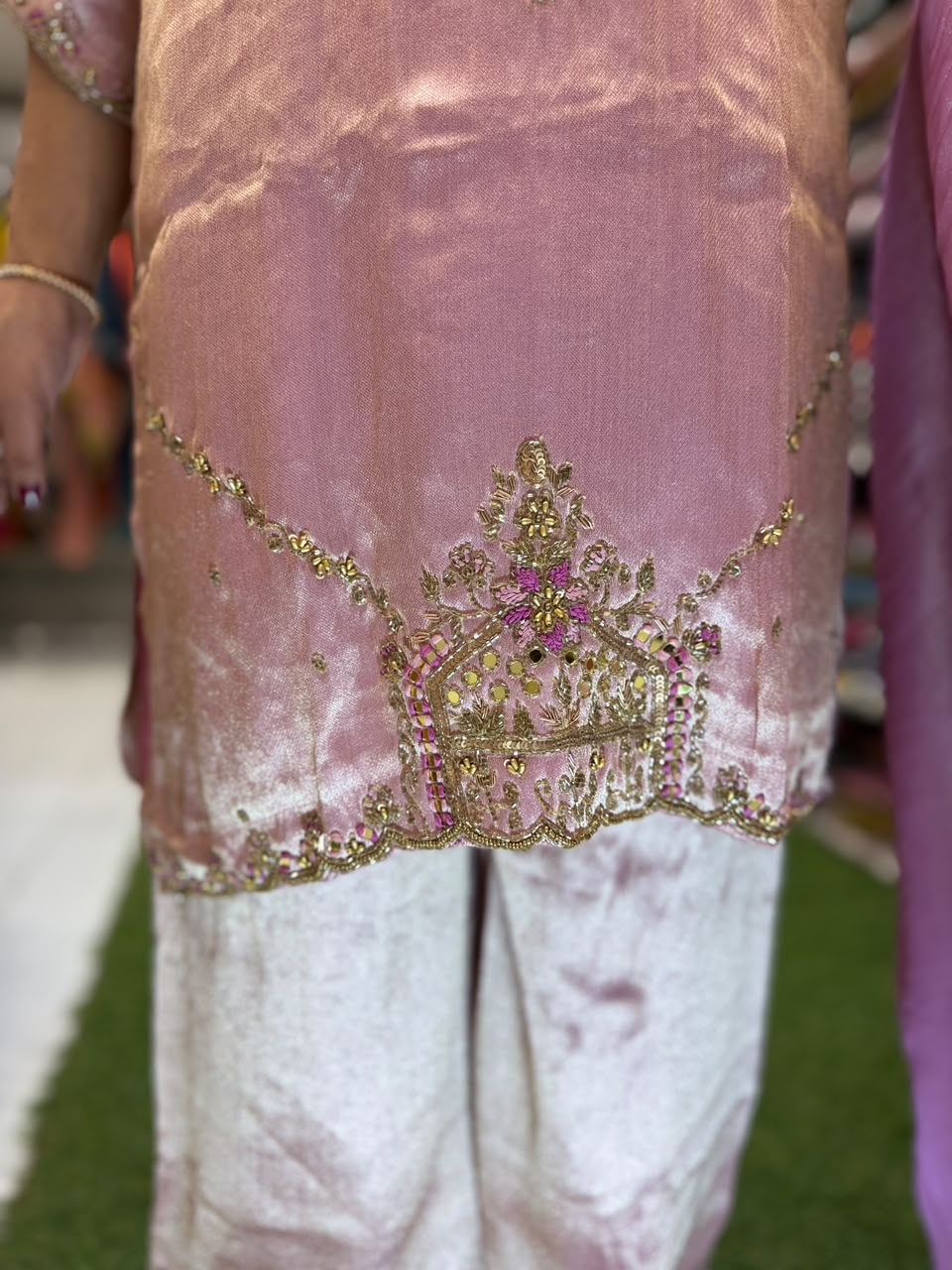 Pure Zeeraf Silk Kanjivaram Rose Gold 3pc Set