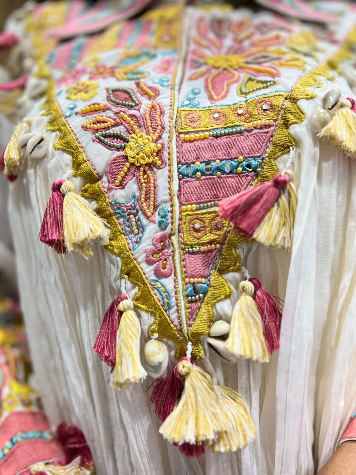 Pure Banaras Mull Chanderi Off White 3pc Set (Indo Western)