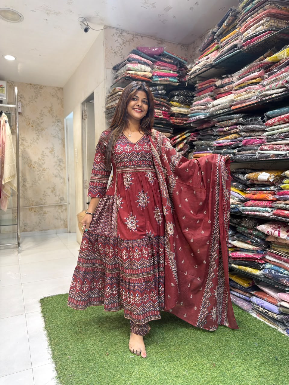Pure Cotton Maroon 3pc Set