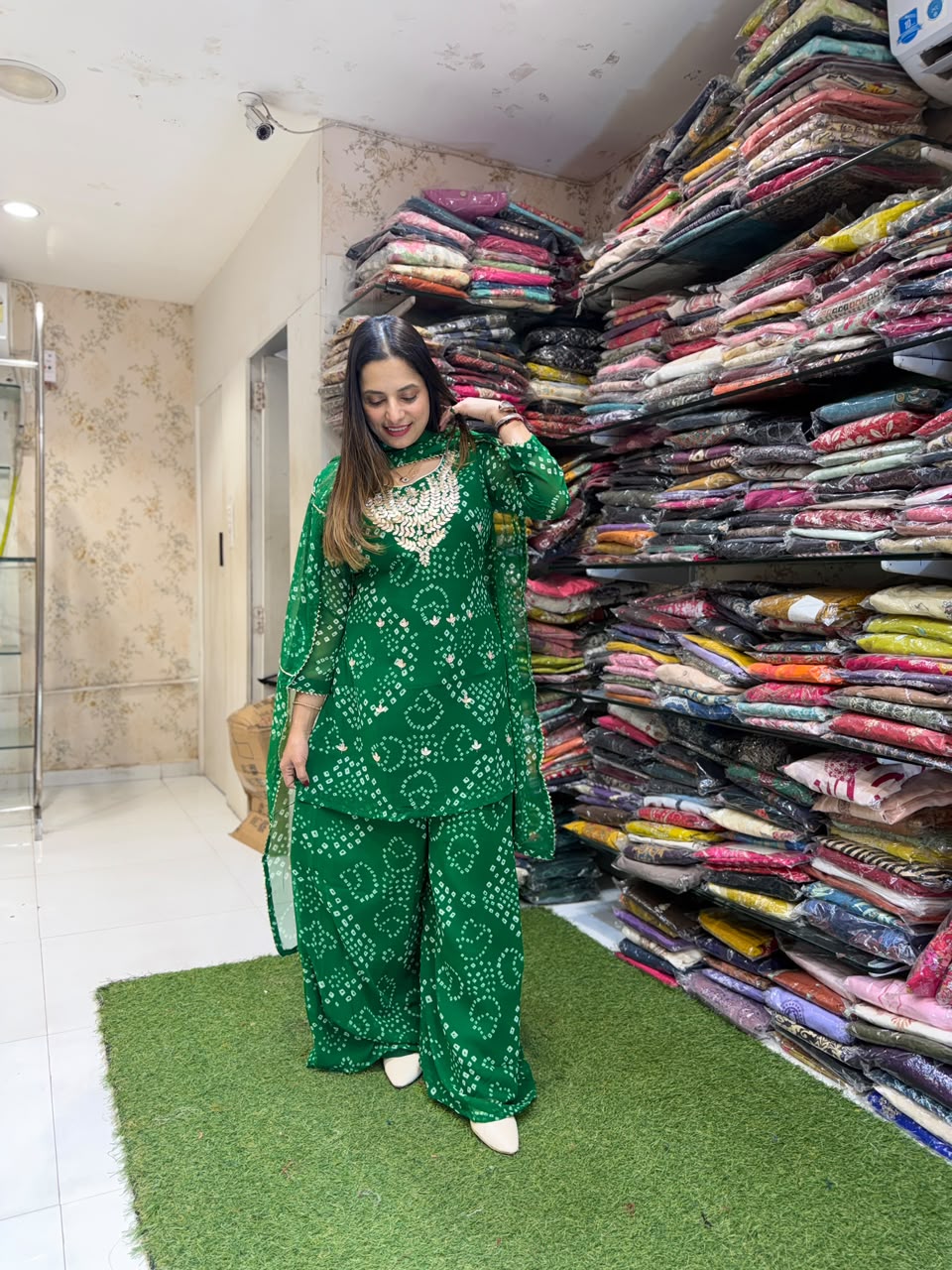 Pure Georgette Green 3pc Set