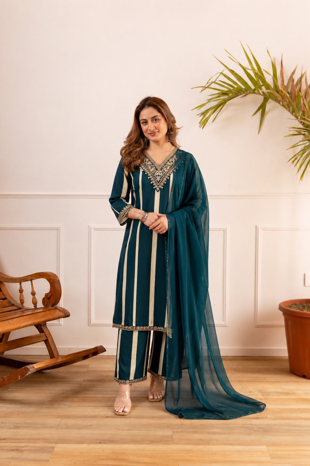 Pure German Rayon Peacock Green 3pc Set