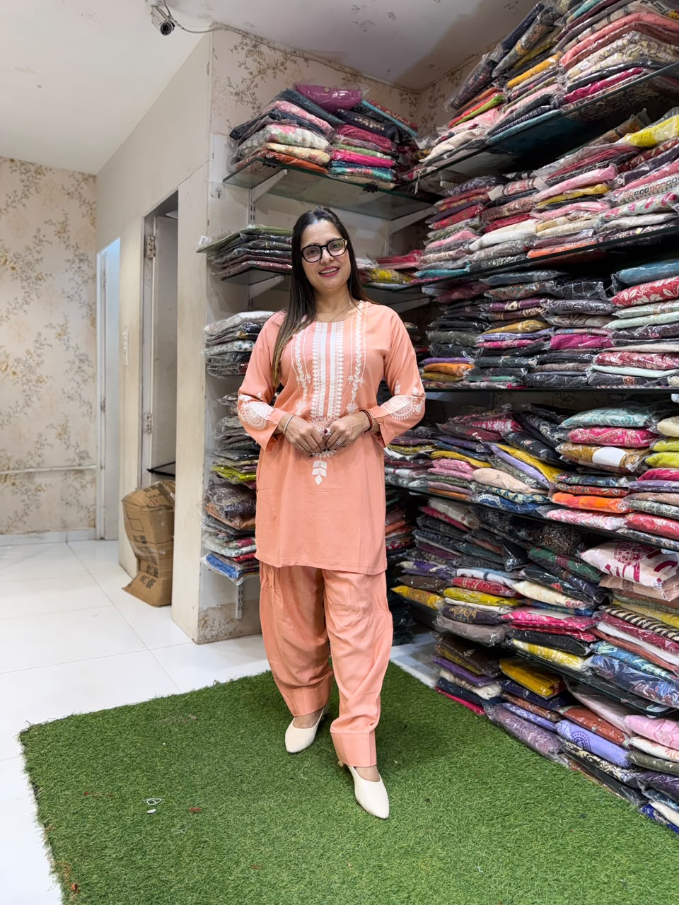 Pure German Rayon Peach Farsi Salwar 2pc Set