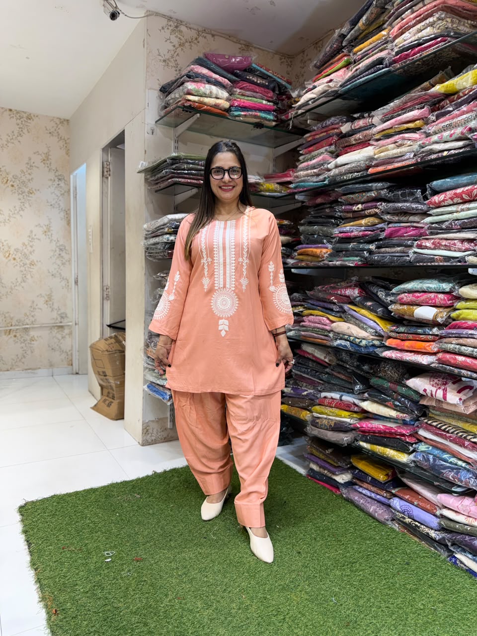 Pure German Rayon Peach Farsi Salwar 2pc Set