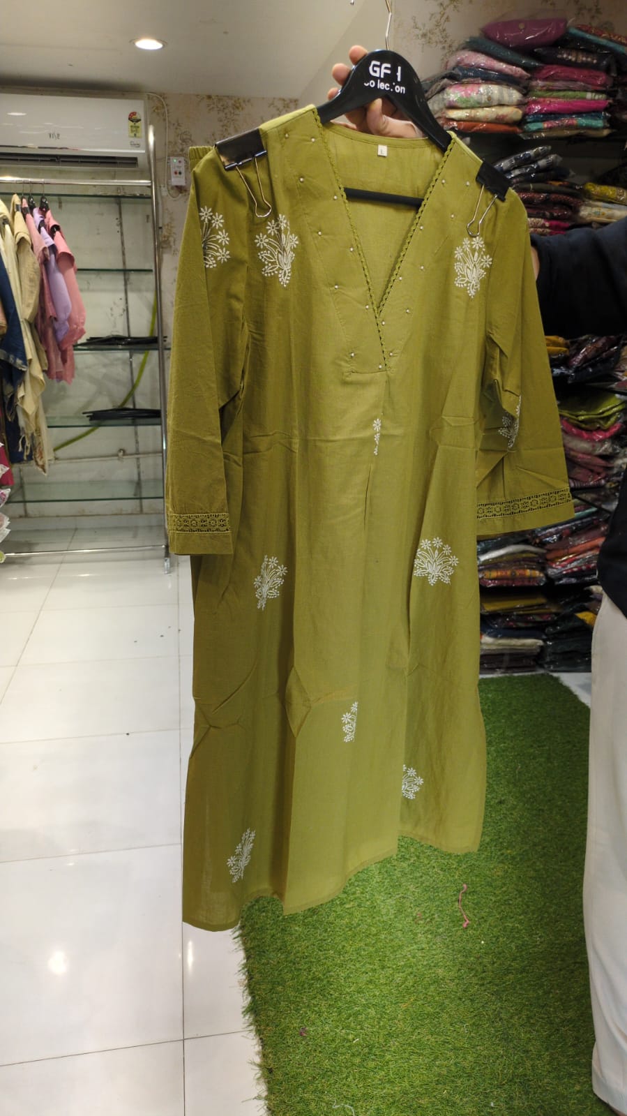 Pure Jaipuri cotton 2 pc set Olive Green color