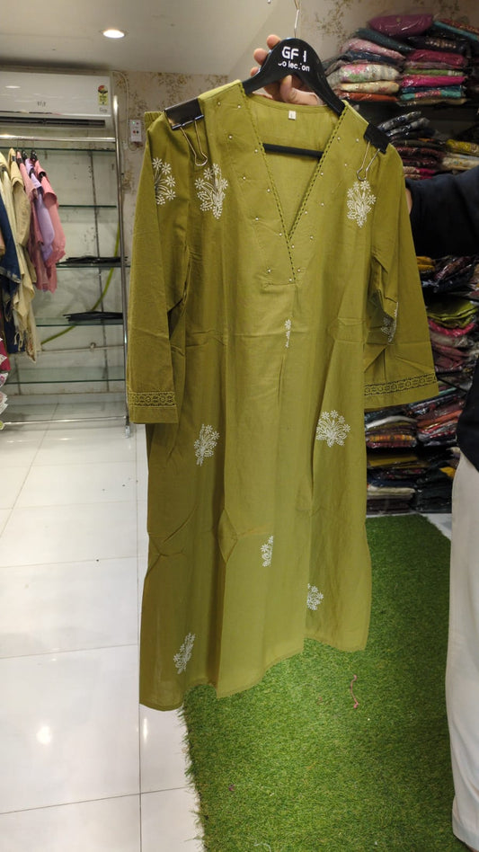 Pure Jaipuri cotton 2 pc set Olive Green color