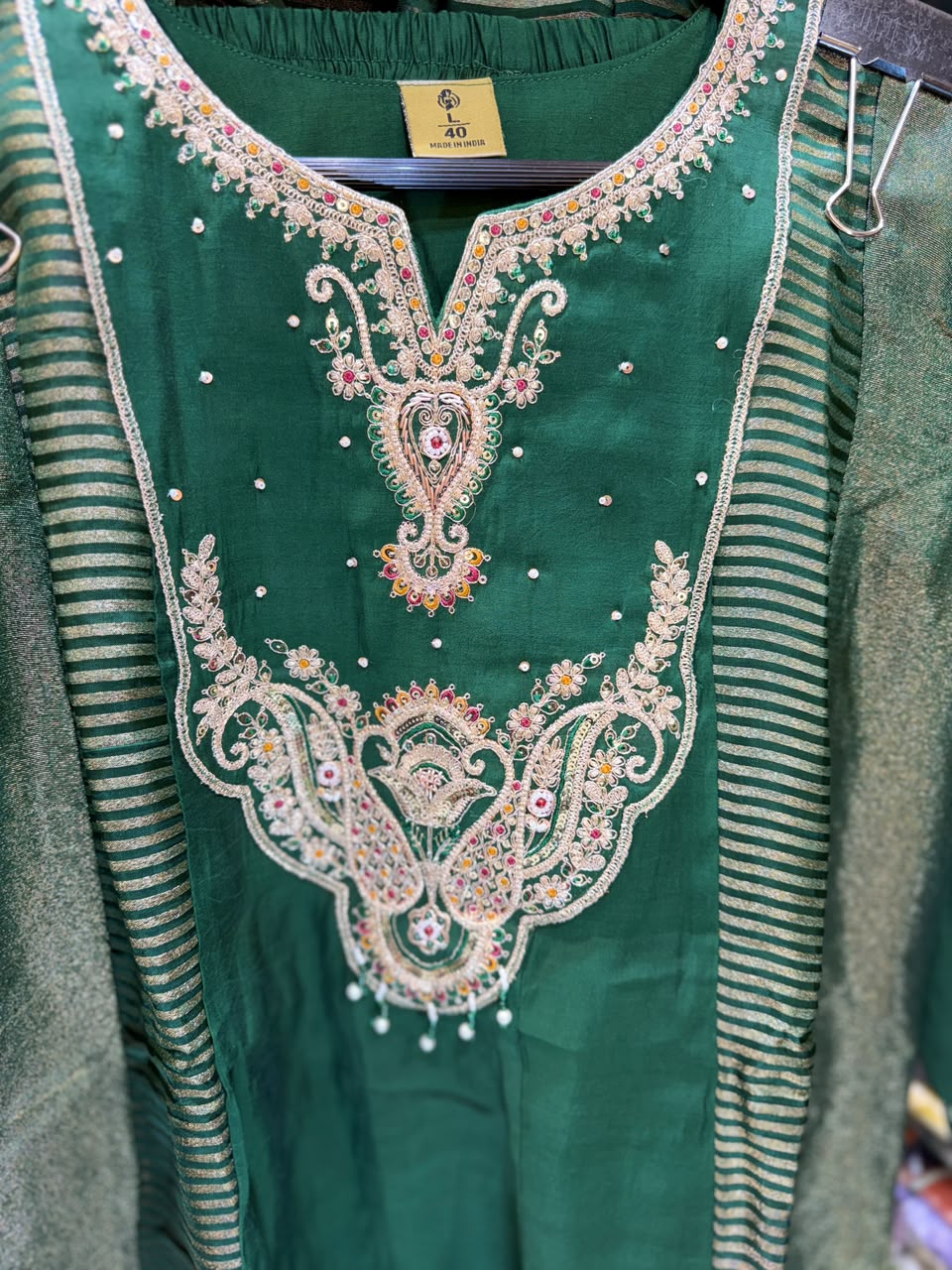 Pure Raw Silk Green 3pc Set