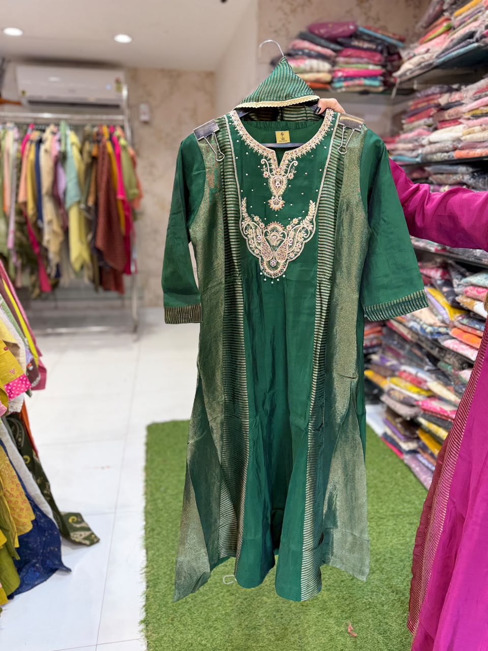 Pure Raw Silk Green 3pc Set