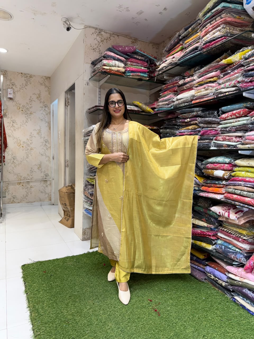 Pure Zeeraf Silk Kanjiwaram Ivory 3pc Set