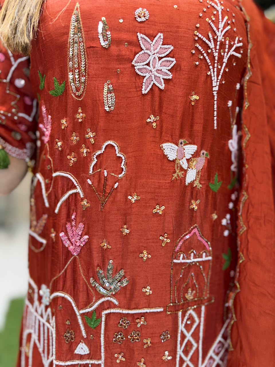 Pure Dola Silk Rust Orange 3pc Set