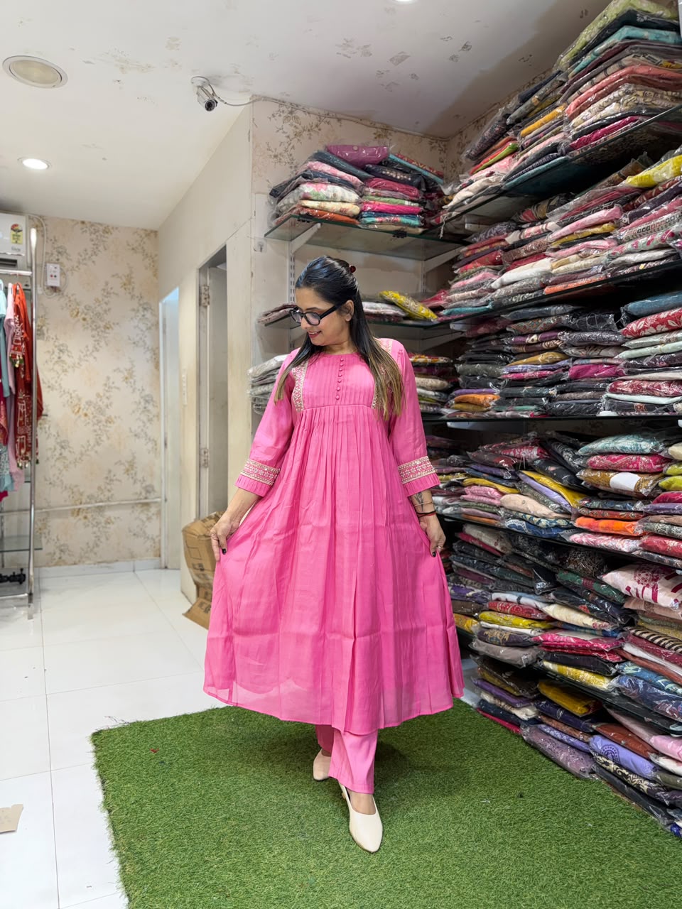 Pure Raw Silk Pink 3pc Set