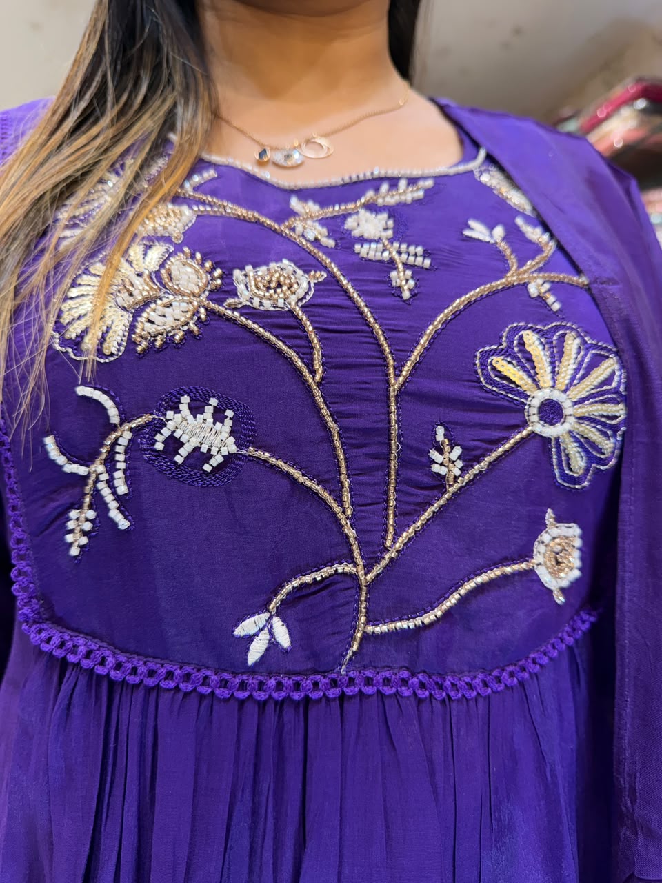 Mull Chanderi Purple 3pc Set