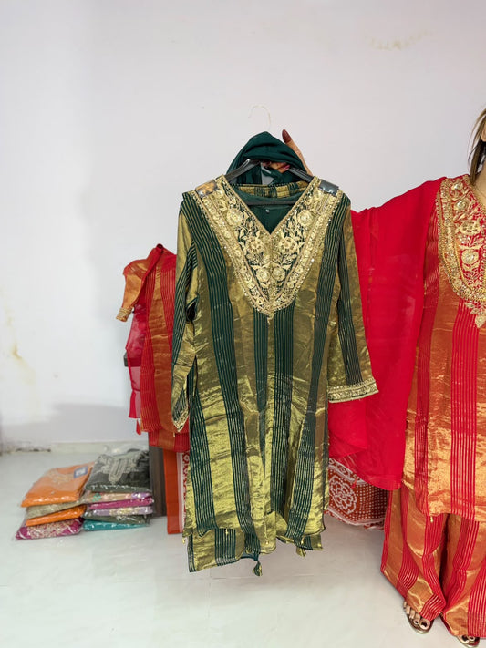 Pure Brocade Silk with Palazzo in Handwork