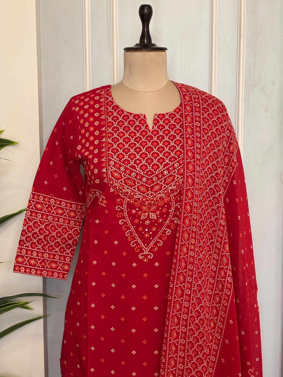 Pure Cotton Red 3pc Set (Dispatch By 7 November )
