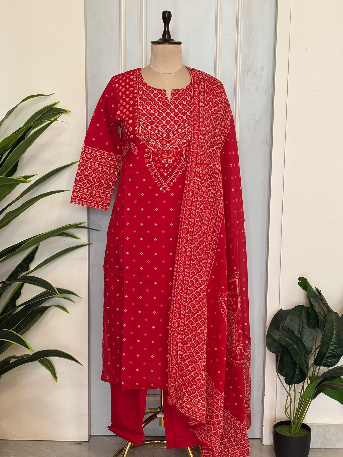 Pure Cotton Red 3pc Set (Dispatch By 7 November )