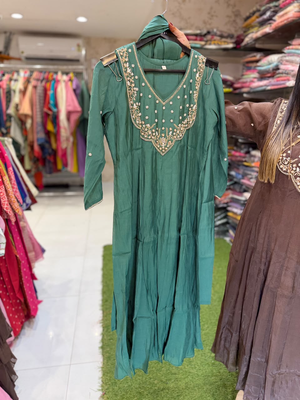 Mull Chanderi Green 3pc Set