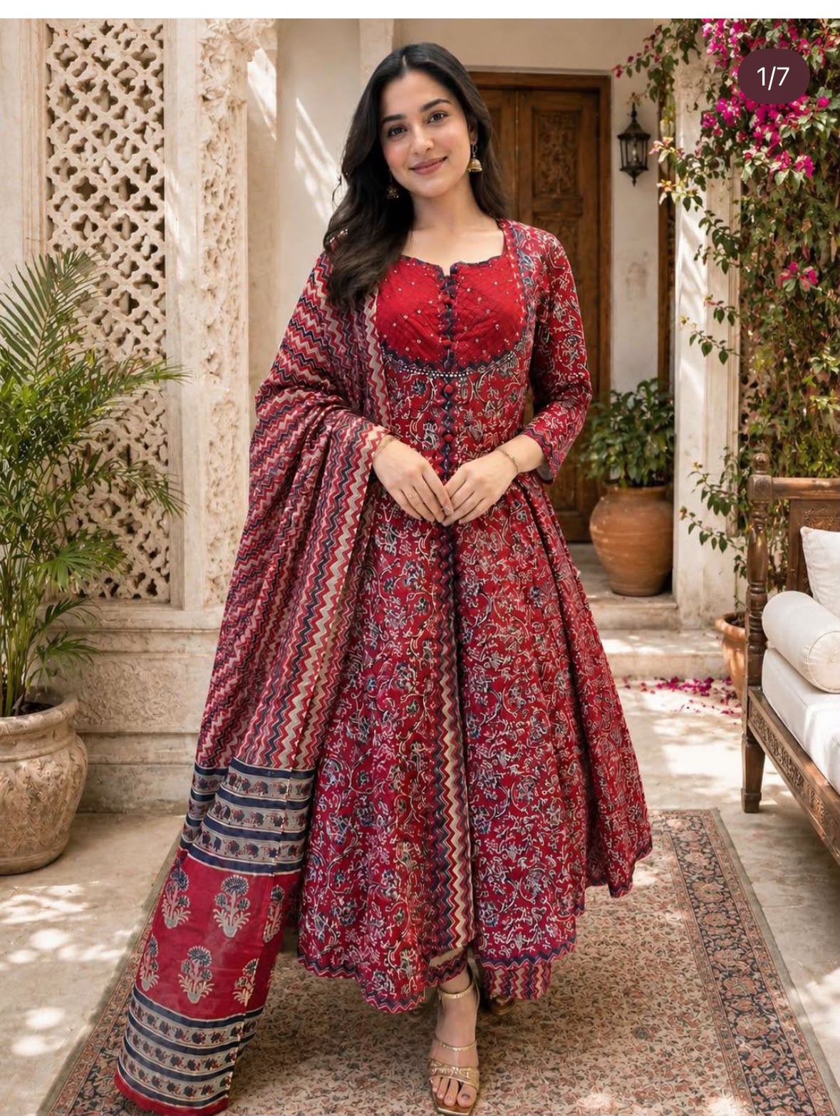 Pure Cotton Red 3pc Set (Dispatch By 3 November)