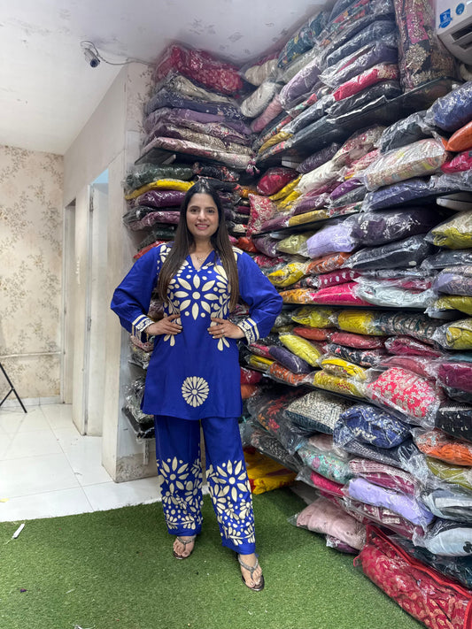 Pure Germon Rayon Digital Print 2pc Cordset Blue Color