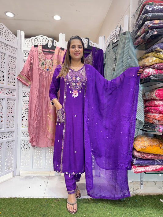 Dola Silk Purple 3pc Suit