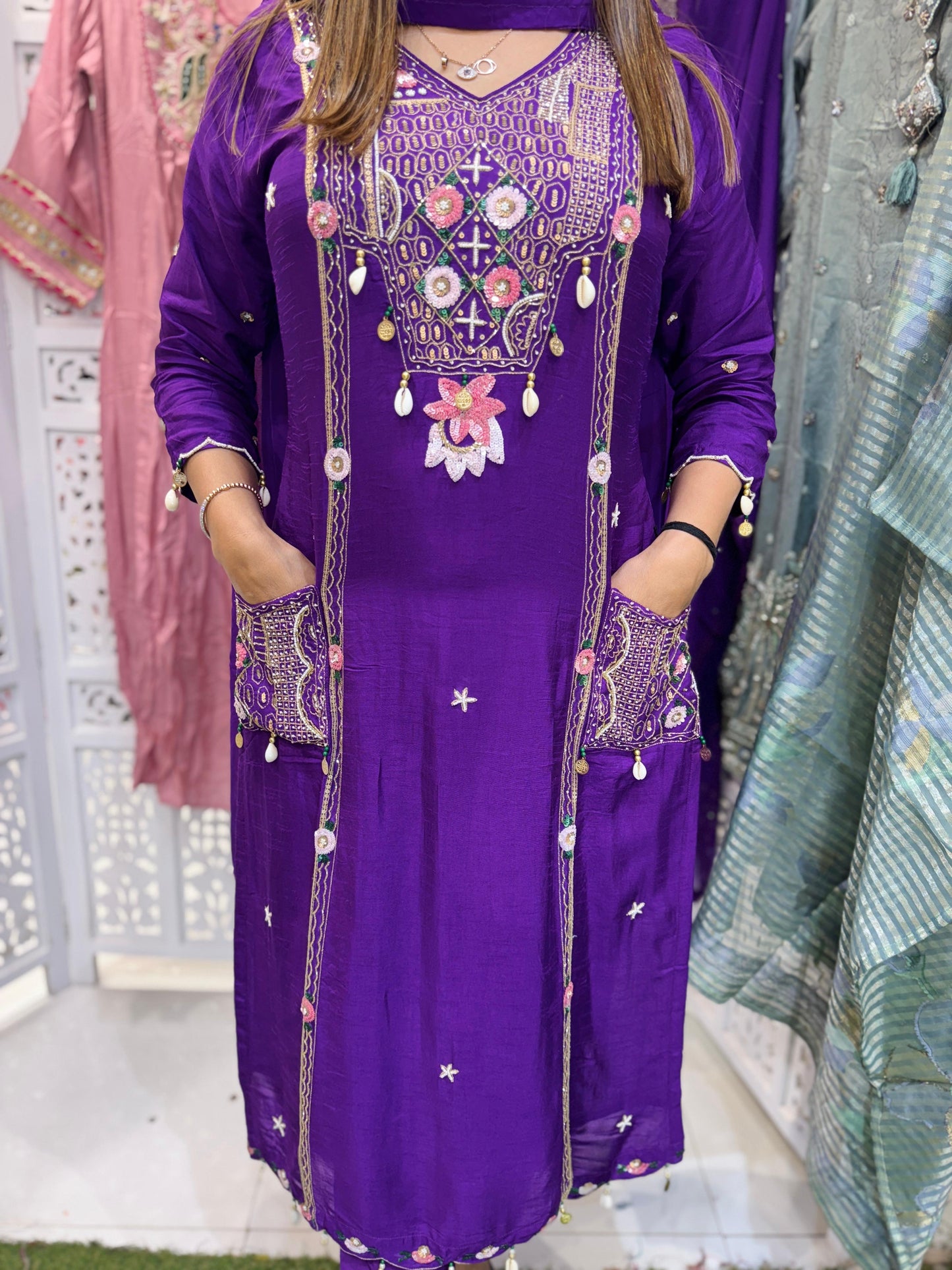 Dola Silk Purple 3pc Suit