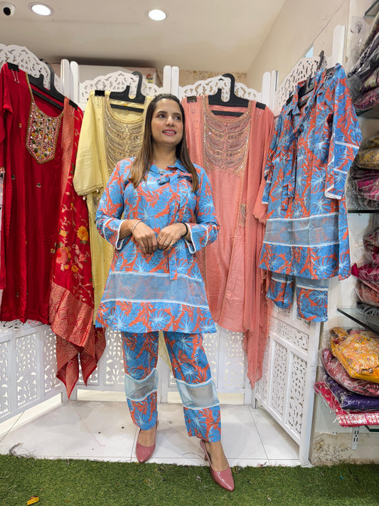 Cotton Blue 2pc Suit