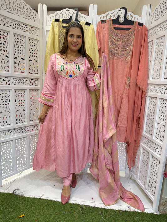 Dola Silk Pink 3pc Suit