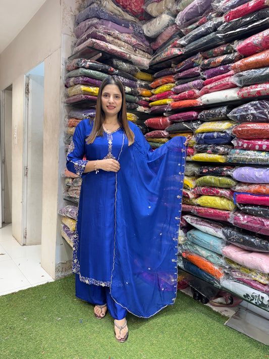 Dola Silk Blue 3pc Suit