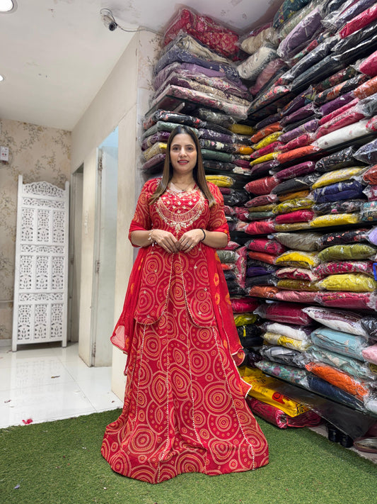 Georgette Red 3pc Suit