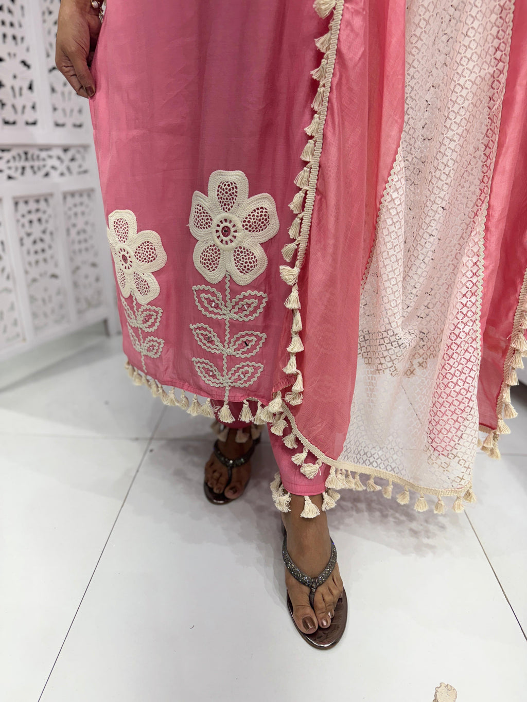 Cotton Silk Pink 3pc Suit