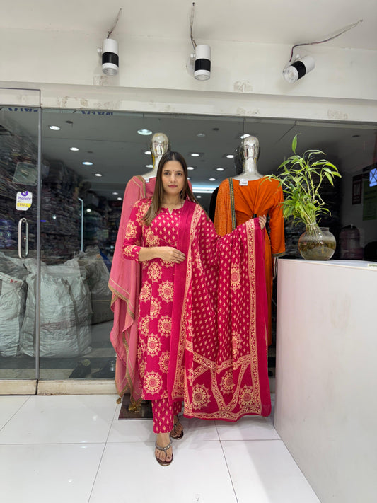 Cotton Pink 3pc Suit