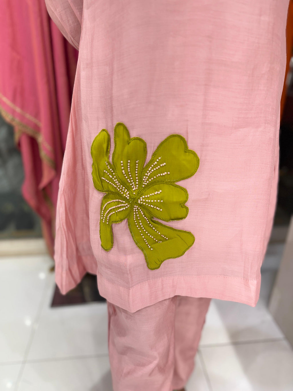 Mull Chanderi Pink 2pc Suit